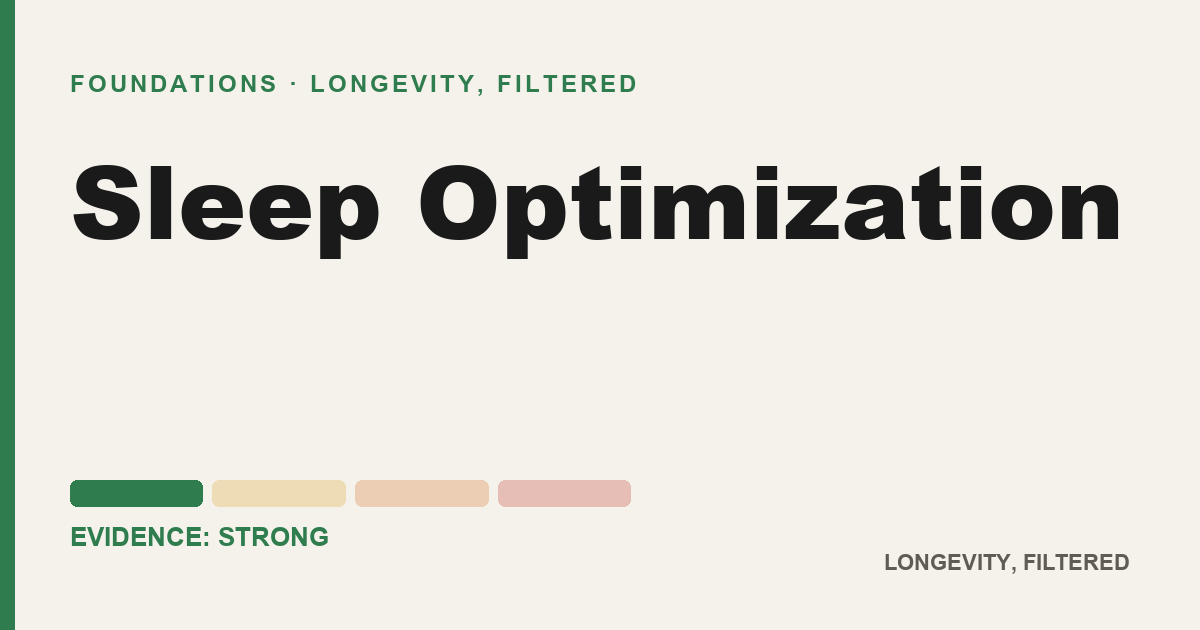 Sleep Optimization, evidence-rated longevity guide